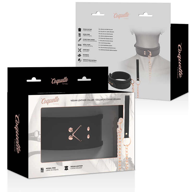 COQUETTE CHIC DESIRE - COLLIER FANTAISIE EN CUIR VEGAN AVEC BRACELET ET DOUBLURE EN NÉOPRÈNE