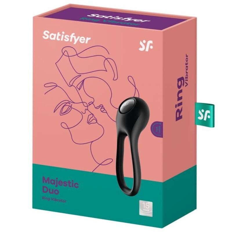 SATISFYER - MAJESTIC DUO RING VIBRATEUR NOIR
