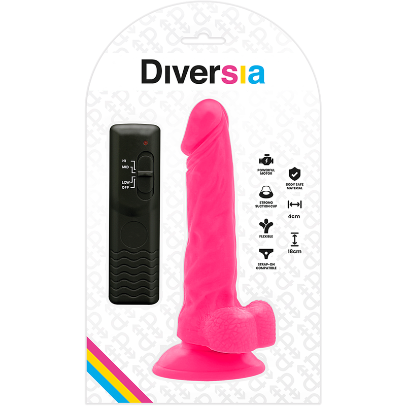 DIVERSIA - GODE VIBRANT FLEXIBLE ROSE 18 CM -O- 4 CM
