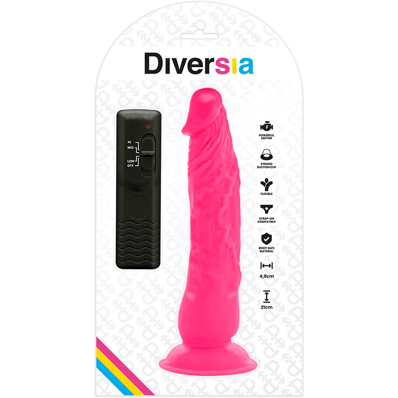 DIVERSIA - GODE VIBRANT FLEXIBLE ROSE 21 CM -O- 4,9 CM