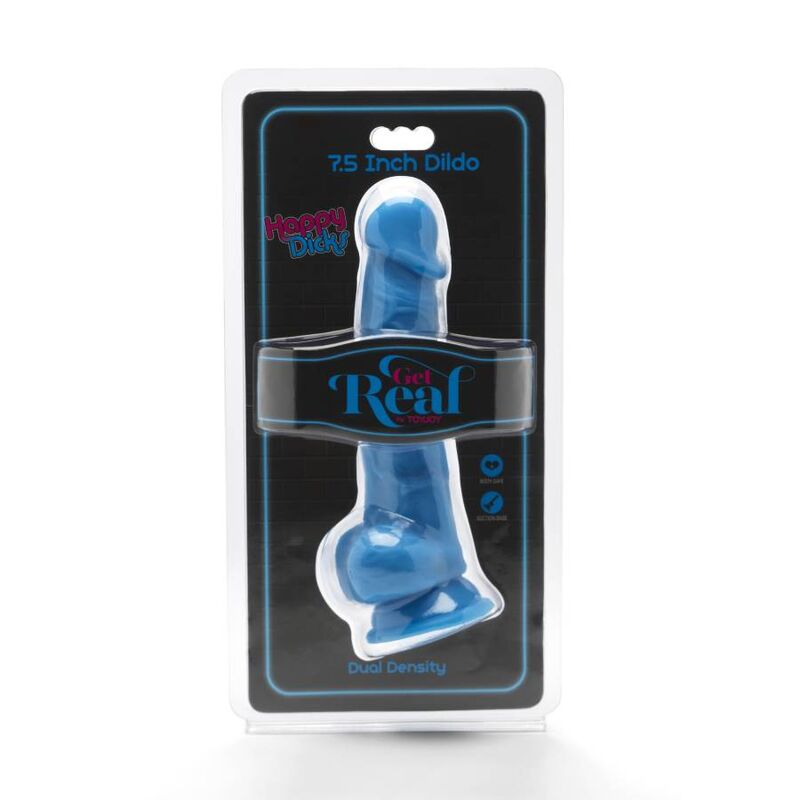 GET REAL - HAPPY DICKS 19 CM AVEC COUILLES BLEUES