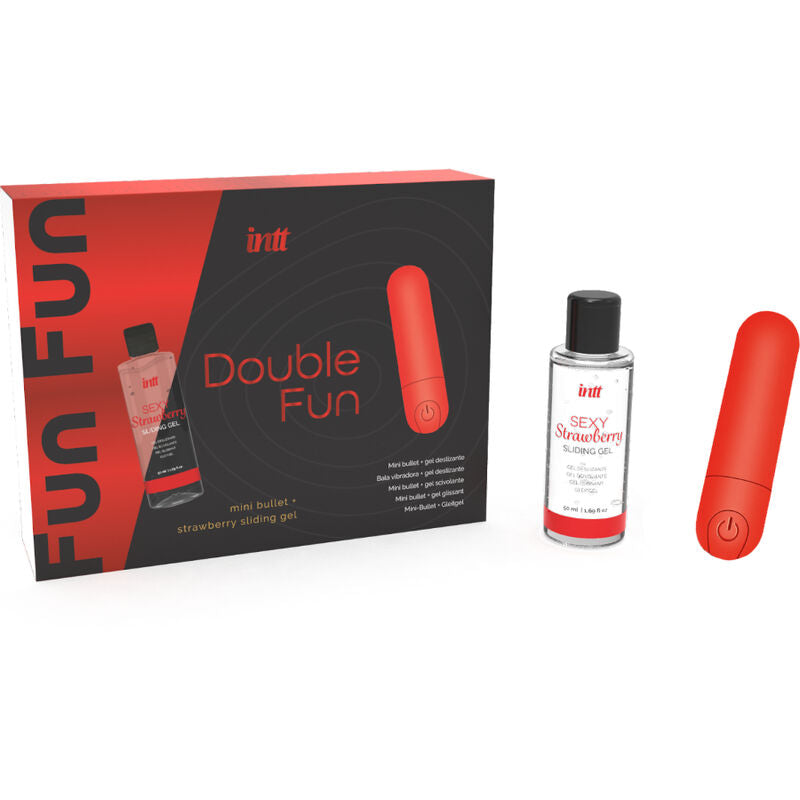 INTT LANCE - KIT DOUBLE FUN AVEC BULLET VIBRANT ET GEL DE MASSAGE À LA FRAISE