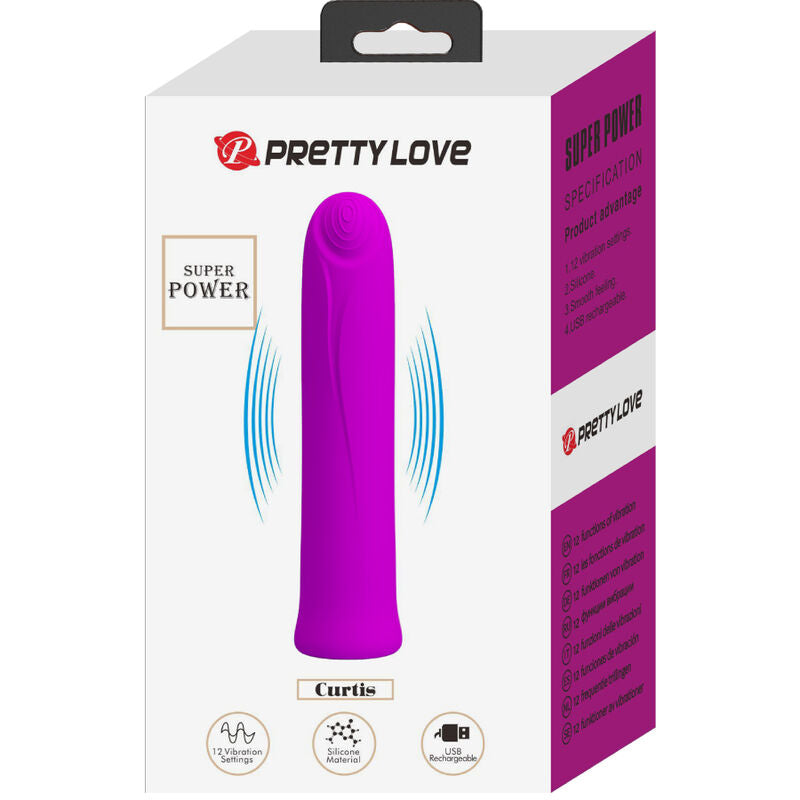 PRETTY LOVE - CURTIS MINI VIBRATEUR SUPER PUISSANT 12 VIBRATIONS EN SILICONE VIOLET