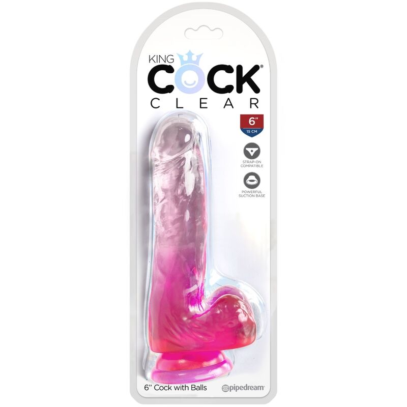 KING COCK - CLEAR REALISTISCHER PENIS MIT KUGELN 13.5 CM ROSA - JAYXKAY