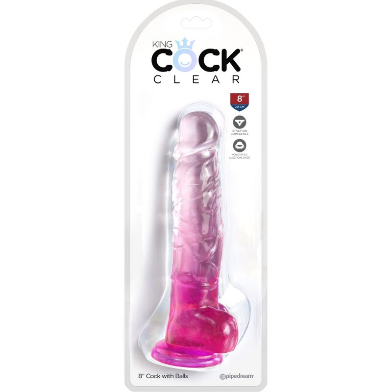 KING COCK - CLEAR REALISTISCHER PENIS MIT KUGELN 16.5 CM ROSA - JAYXKAY