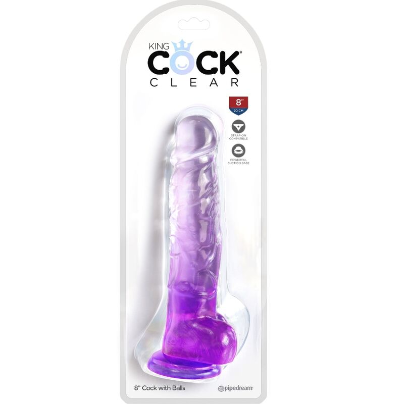 KING COCK - PÉNIS RÉALISTE TRANSPARENT AVEC COUILLES 16,5 CM VIOLET