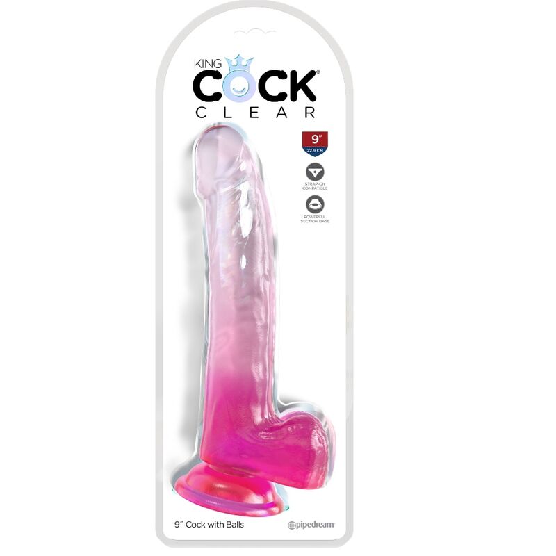 KING COCK - CLEAR DILDO MIT HODEN 20.3 CM ROSA - JAYXKAY