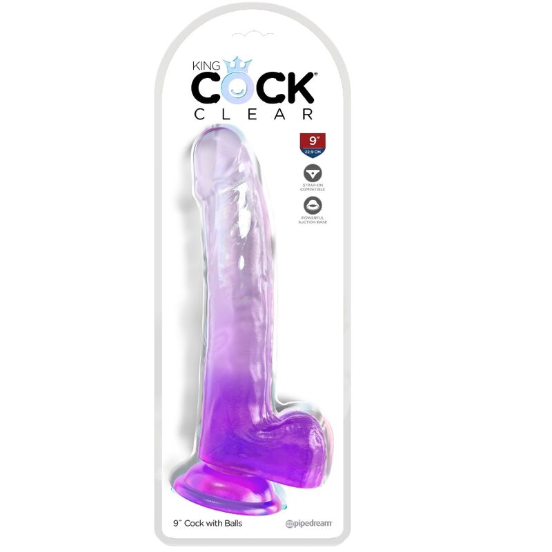 KING COCK - CLEAR DILDO MIT HODEN 20.3 CM LILA - JAYXKAY