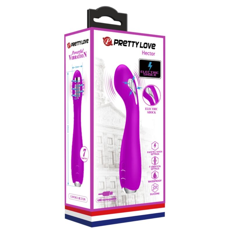 PRETTY LOVE - HECTOR RECHARGEABLE ELECTRIC SHOCK VIBRATOR WATERPROOF PURPLE