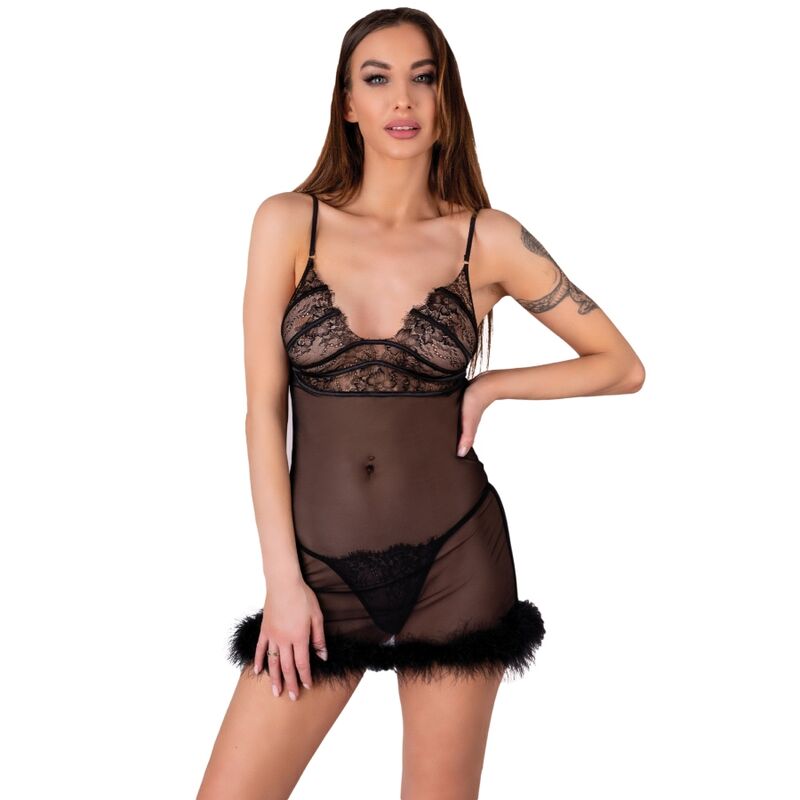 LIVCO CORSETTI FASHION - ZERUNAM SET BABYDOLL + SCHWARZER TANGA - JAYXKAY