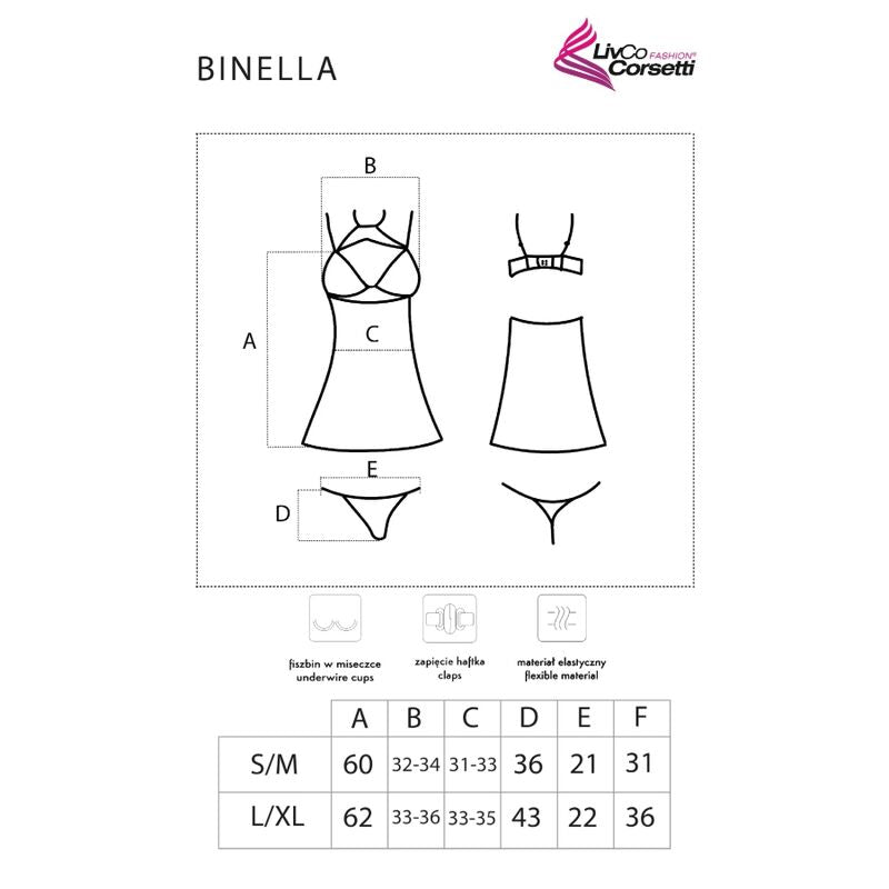 LIVCO CORSETTI FASHION - ENSEMBLE BINELLA BABYDOLL + TANGA NOIR