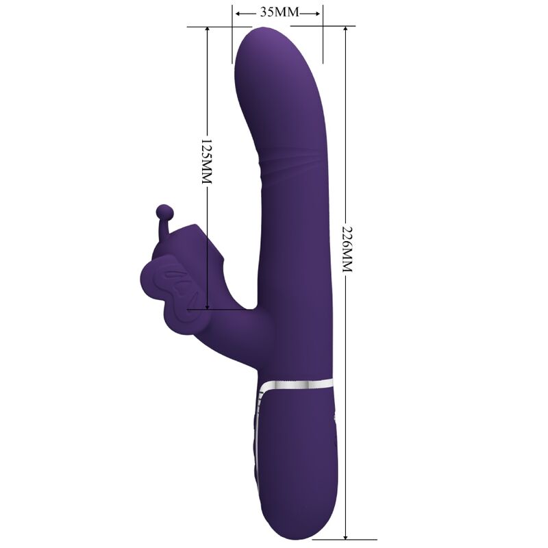 PRETTY LOVE - VIBRATEUR LAPIN MULTIFONCTIONNEL 4 EN 1 PAPILLON VIOLET