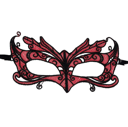 QUEEN LINGERIE - SPITZENMASKE MIT ROTEN DETAILS - JAYXKAY