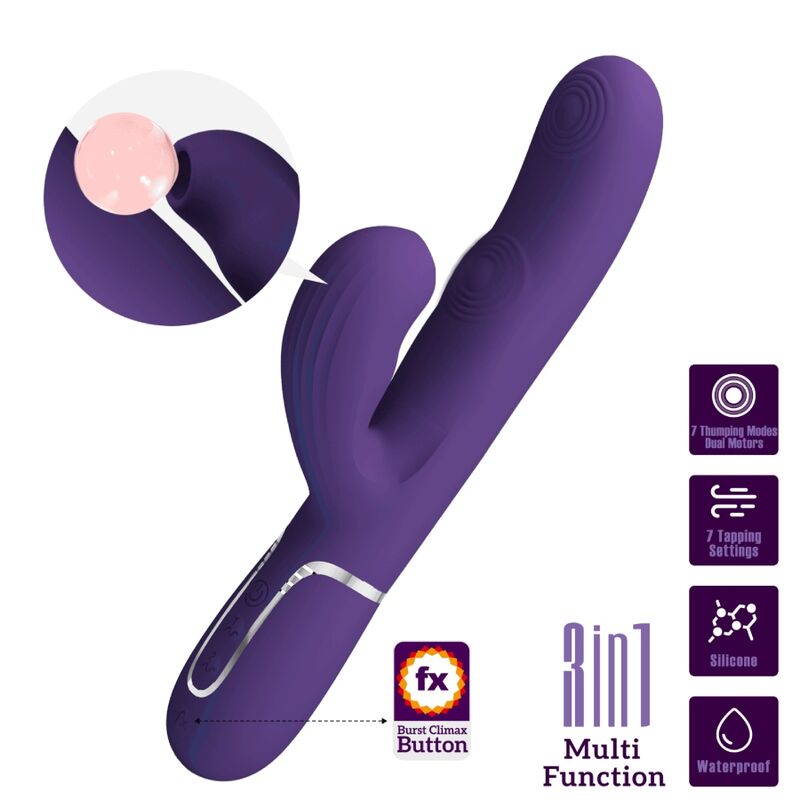 PRETTY LOVE - PERLITA VIBRATEUR POINT G 3 EN 1 MULTIFONCTION VIOLET