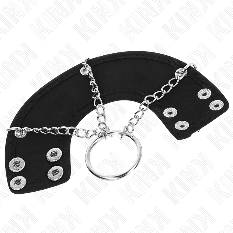 KINK - PENIS RING 4 CM CHAIN 7 CM METAL WITH LEATHER STRAPS