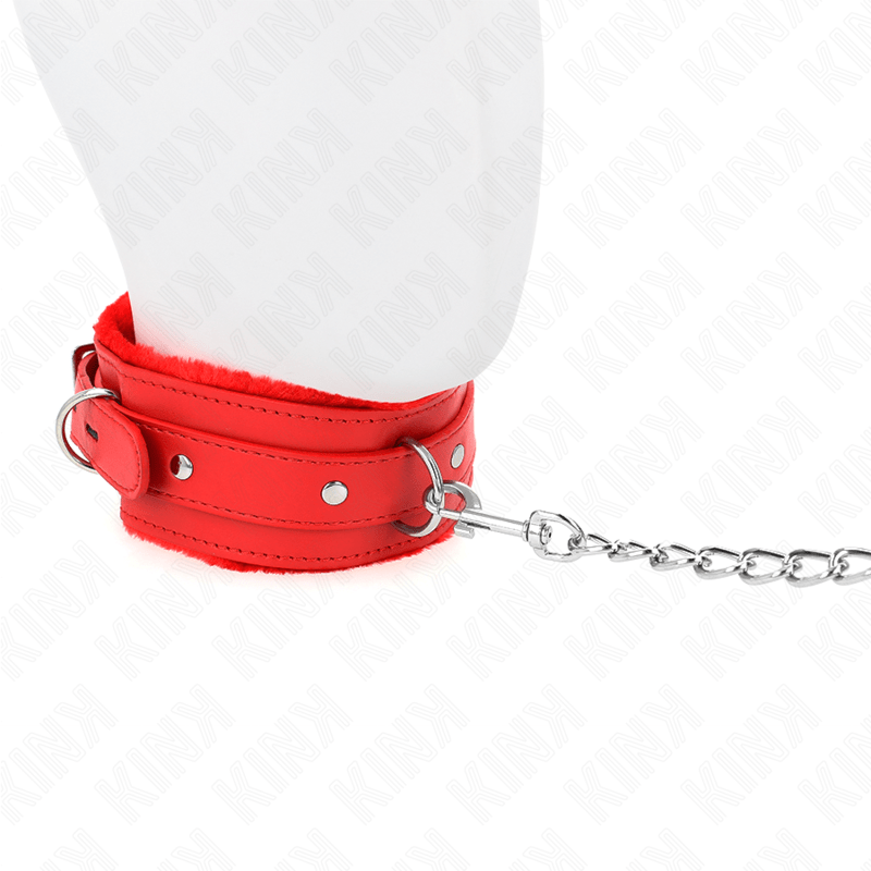 KINK - HALSBAND MIT LEINE 65 CM MIT EINSCHRÄNKUNGEN ROT 36 - 42 CM X 5,5 CM - JAYXKAY