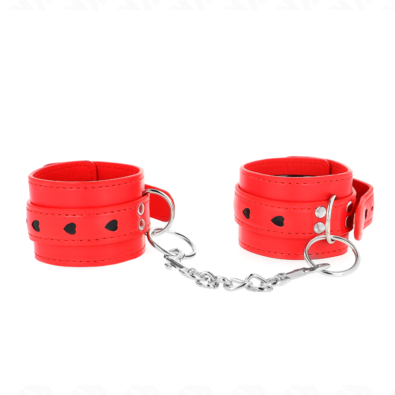KINK - BRACELET ROUGE AVEC INSERT COEUR NOIR, RÉGLABLE 21-28 CM X 5,5 CM