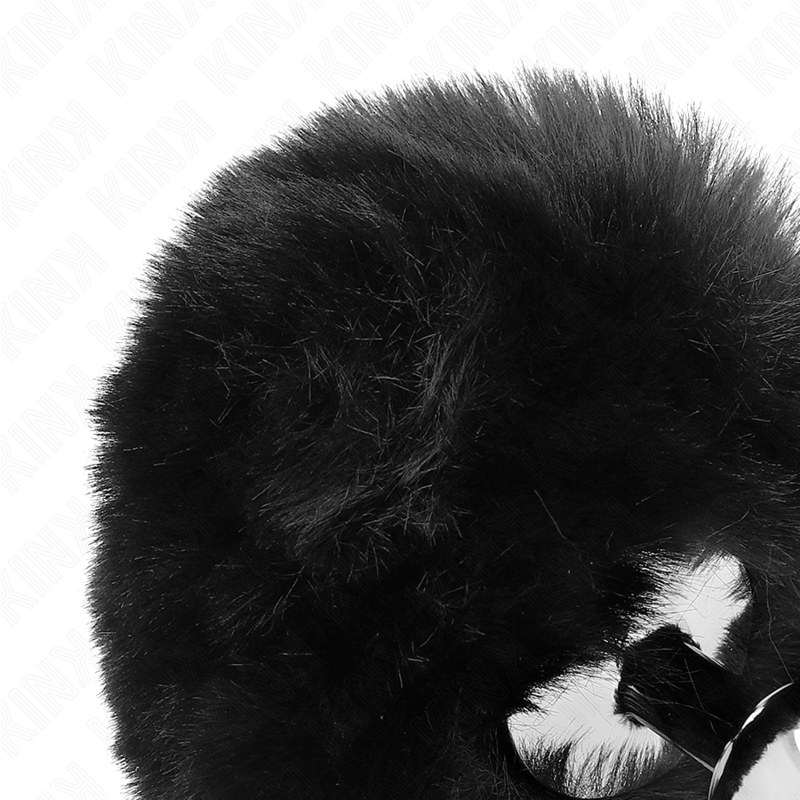 KINK - PLUG EN ACIER INOXYDABLE 7 x 3 CM AVEC QUEUE DE LAPIN EN FAUSSE FOURRURE NOIRE 8 CM