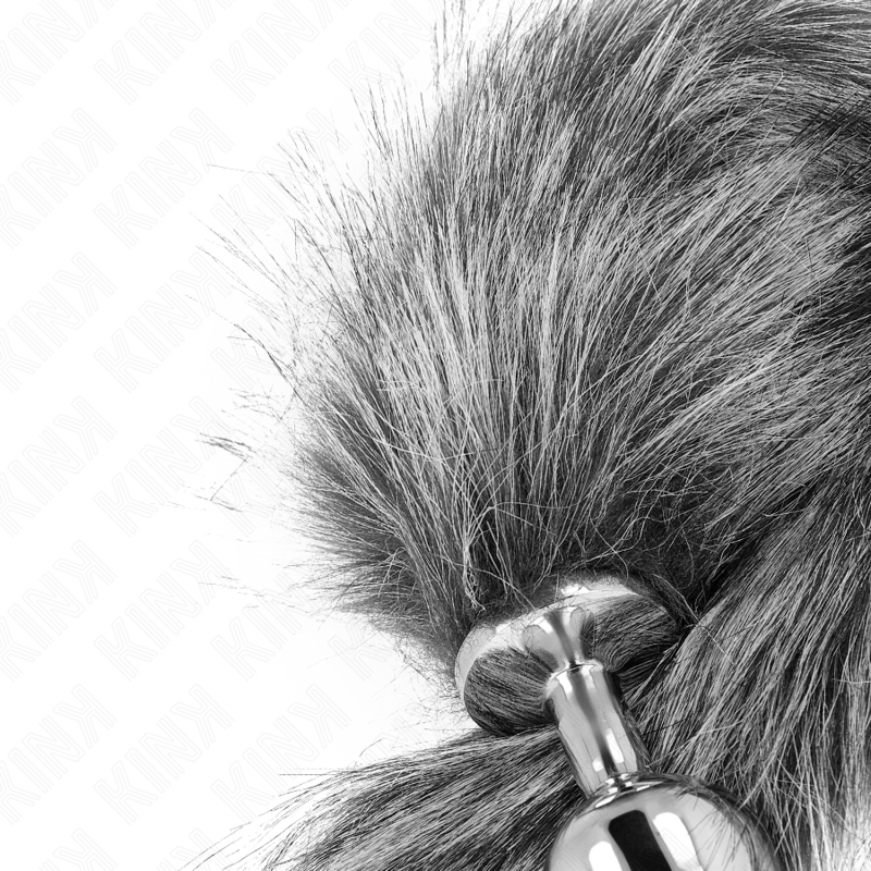 KINK - PLUG ANAL TAILLE M 8 X 3,5 CM AVEC QUEUE PLASTIQUE 40 CM GRIS