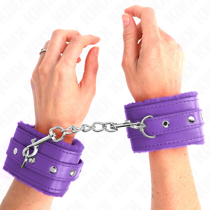 KINK - BRACELET PREMIUM DOUBLÉ DE FOURRURE VIOLET AVEC CEINTURE VIOLET RÉGLABLE 17-29 CM X 6 CM
