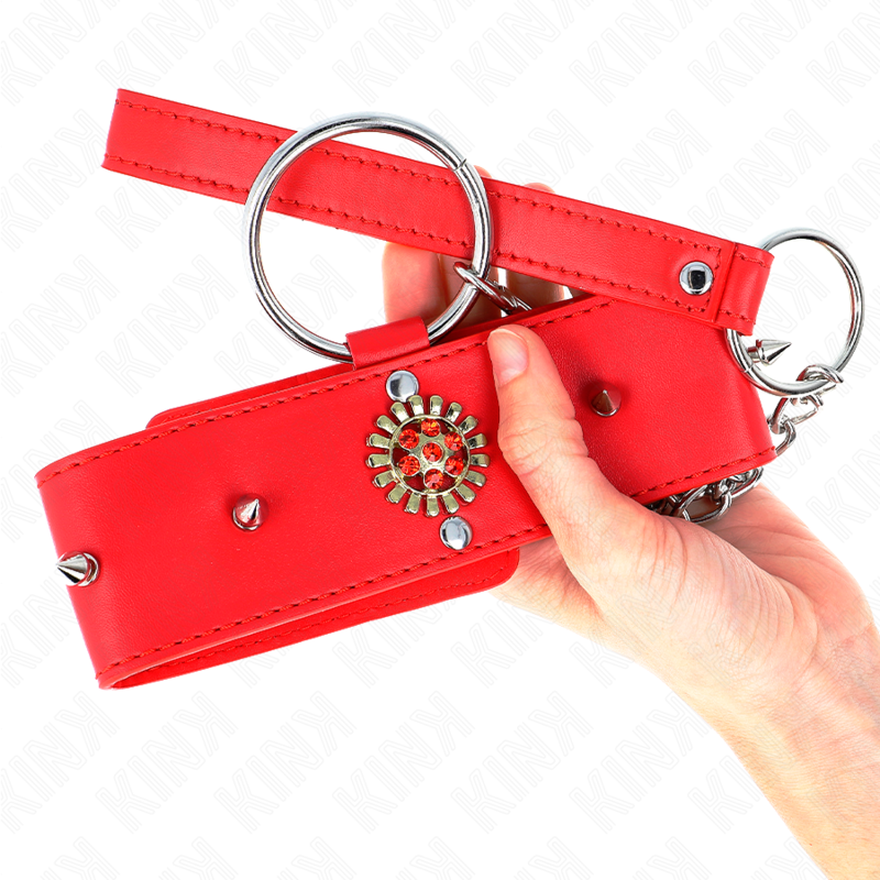 KINK - CHAÎNE DIAMANT ROUGE AVEC CEINTURE 65 CM RÉGLABLE 35-51 CM X 7 CM