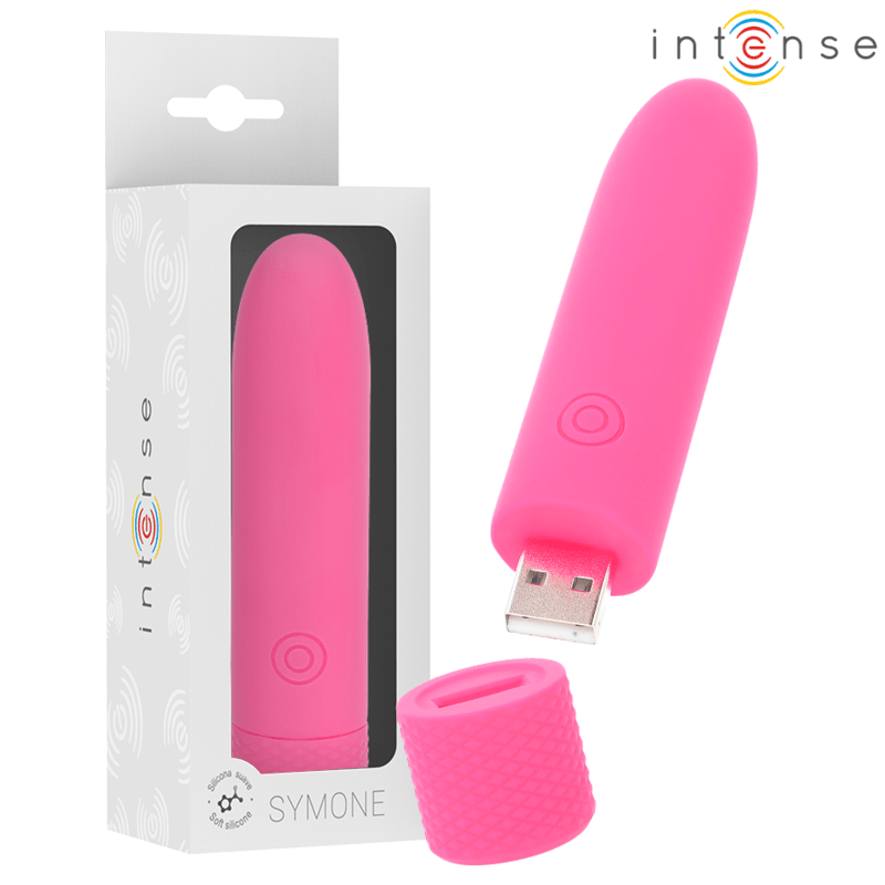 INTENSE - SYMONE USB WIEDERAUFLADBARER VIBRIERENDER BULLET 8 VIBRATIONEN ROSA 10 X 2,2 CM - JAYXKAY