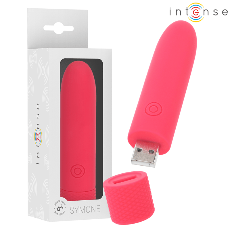 INTENSE - SYMONE USB WIEDERAUFLADBARER VIBRIERENDER BULLET 8 VIBRATIONEN ROT 10 X 2,2 CM - JAYXKAY