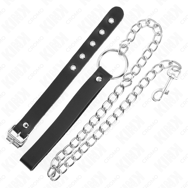KINK - PENISRING AUS LEDER MIT RIEMEN 21,5 X 2 CM UND METALLKETTE 60 CM - JAYXKAY