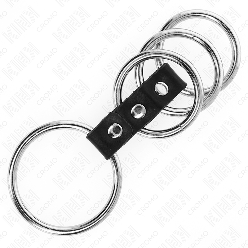 KINK - 4 METALL PENISRINGE 3,7 CM BIS 5 CM DURCH LEDER VERBUNDEN - JAYXKAY
