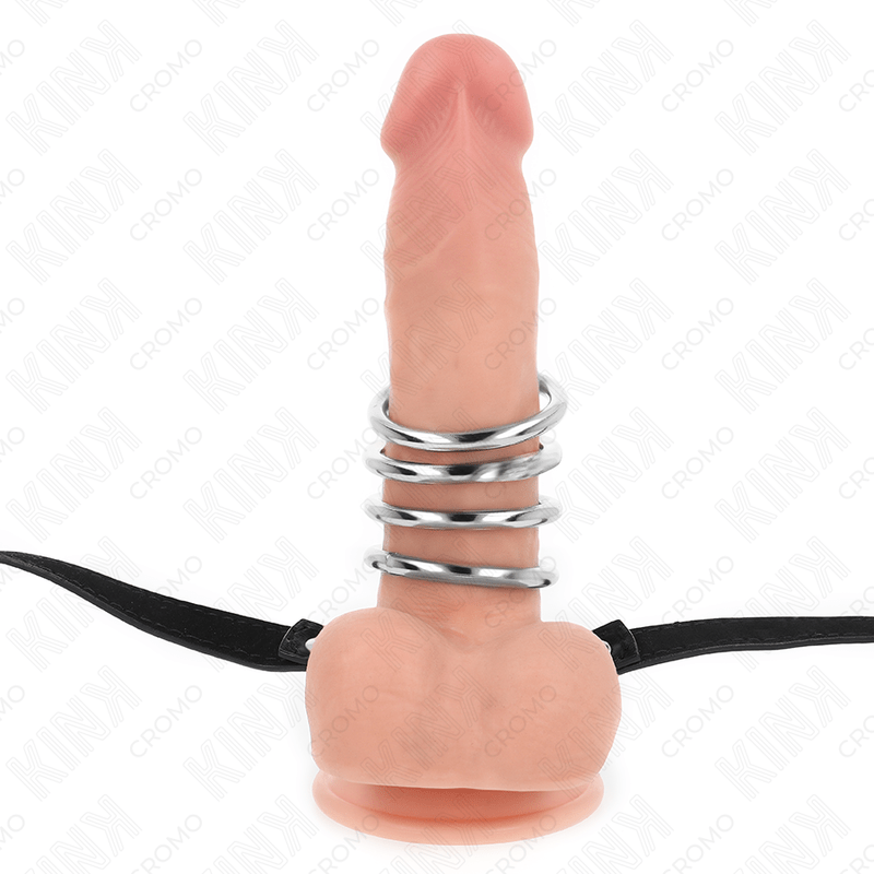KINK - 5 PENISRINGE 3,8 CM BIS 5 CM METALL MIT LEDERGURT 112 CM - JAYXKAY