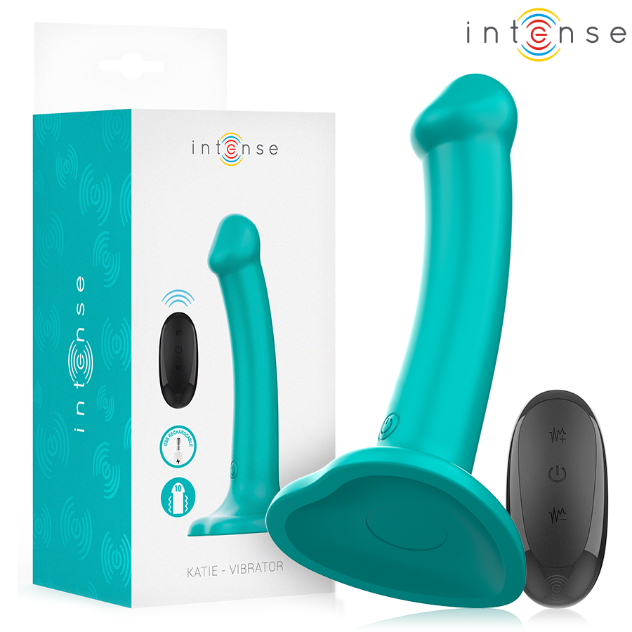 INTENSE - KATIE VIBRATOR MET ZUIGNAPPEN 10 VIBRATIES BLAUWE AFSTANDSBEDIENING