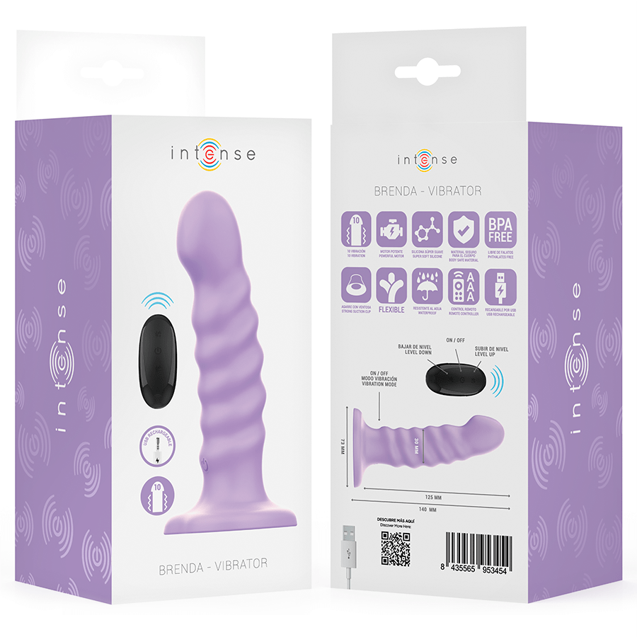 INTENSE - BRENDA VIBRATOR GRÖSSE M SPIRALENDESIGN 10 VIBRATIONEN LILA FERNBEDIENUNG - JAYXKAY