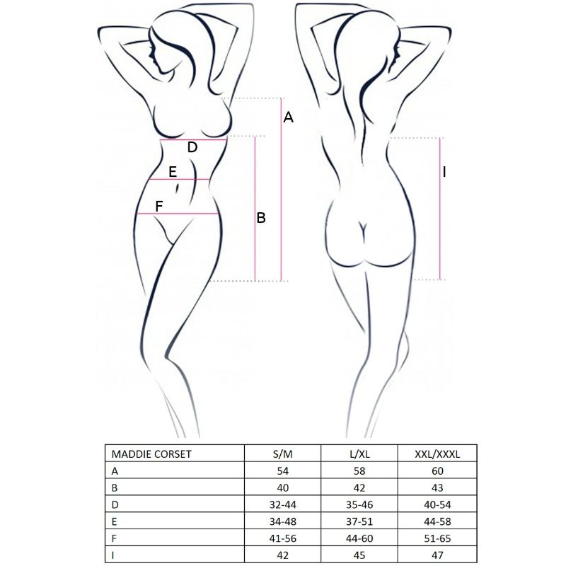 PASSION - CORSET FEMME MADDIE NOIR TAILLE L/XL