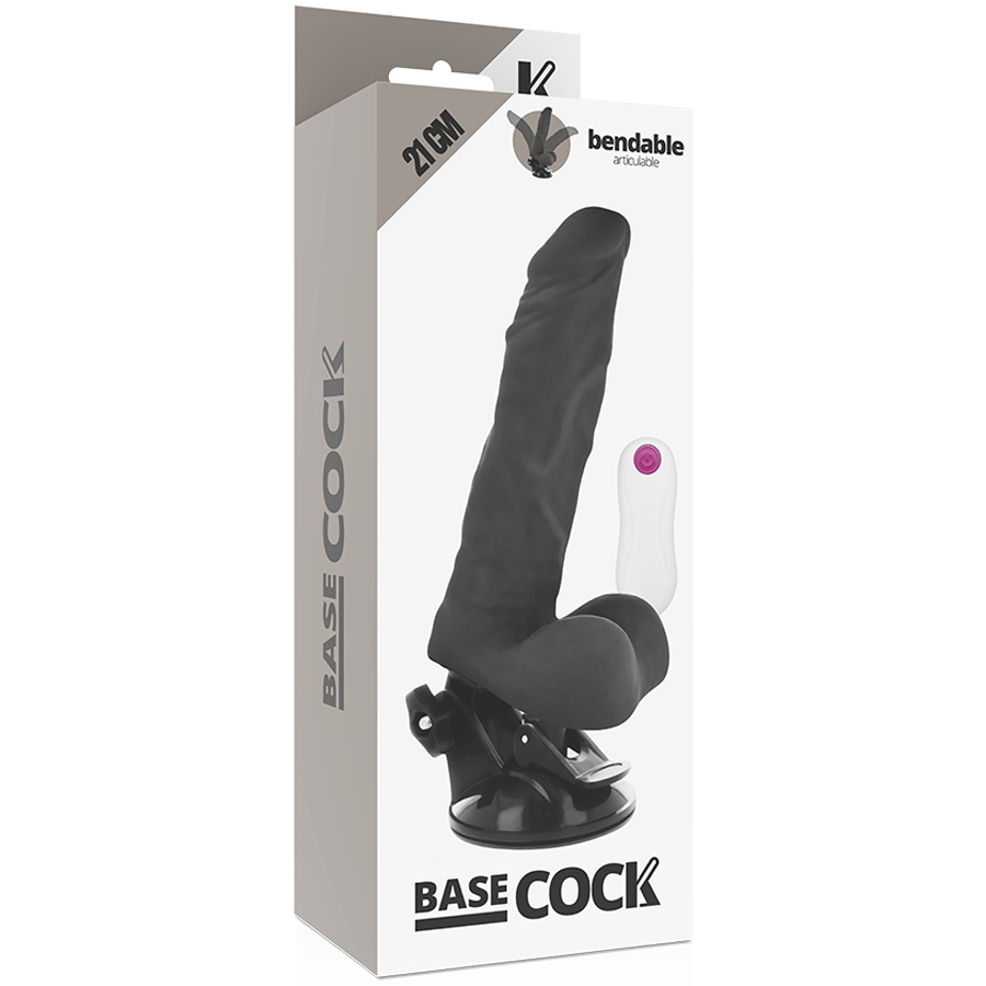 BASECOCK - VIBRATEUR ARTICULÉ AVEC TÉLÉCOMMANDE NOIR 21 CM -O- 5 CM