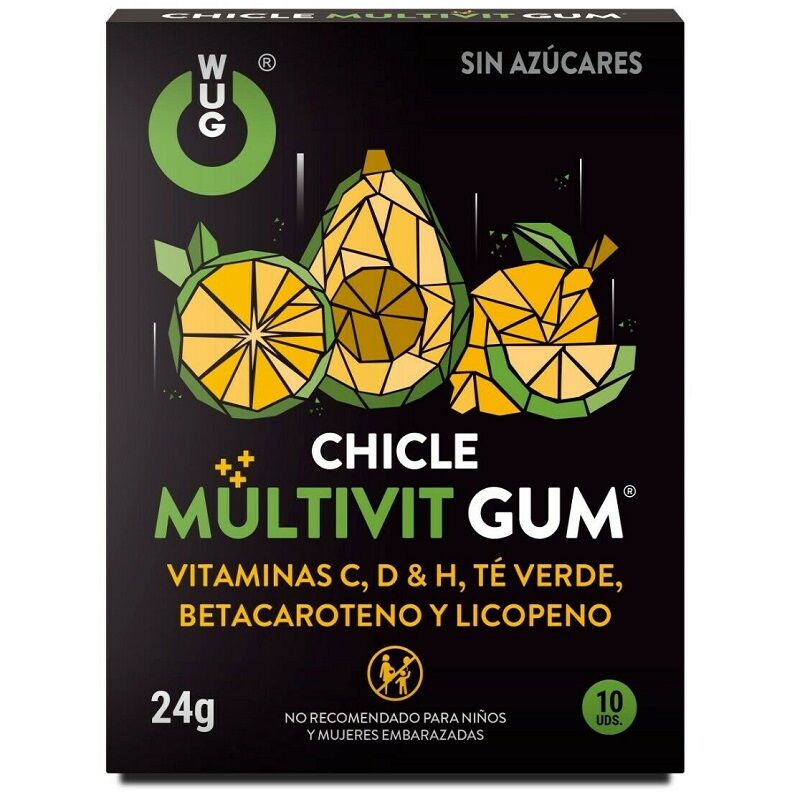 WUG GUM - MULTIVIT VITAMINE C, H, D, BÊTA-CAROTÈNE, LYCOPÈNE ET THÉ VERT 10 UNITÉS