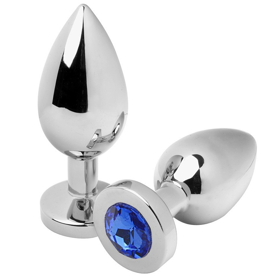METAL HARD - PLUG ANAL DIAMOND BLEU MOYEN 7,62 CM