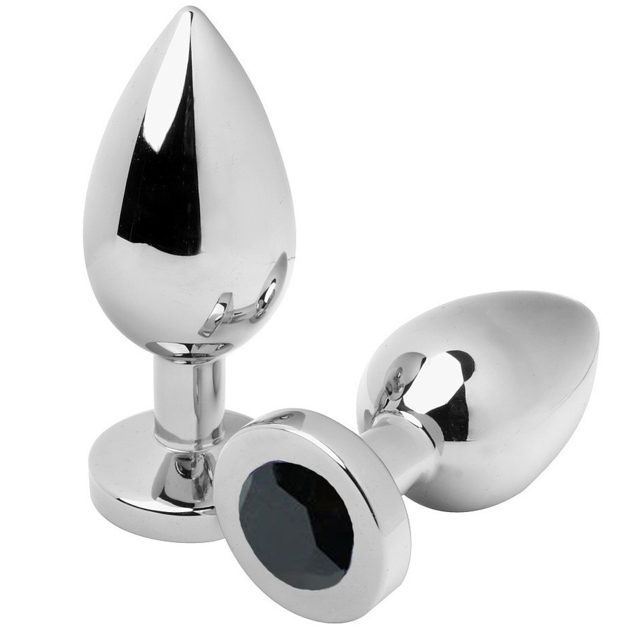 METAL HARD - PLUG ANAL DIAMANT NOIR PETIT 5,71 CM
