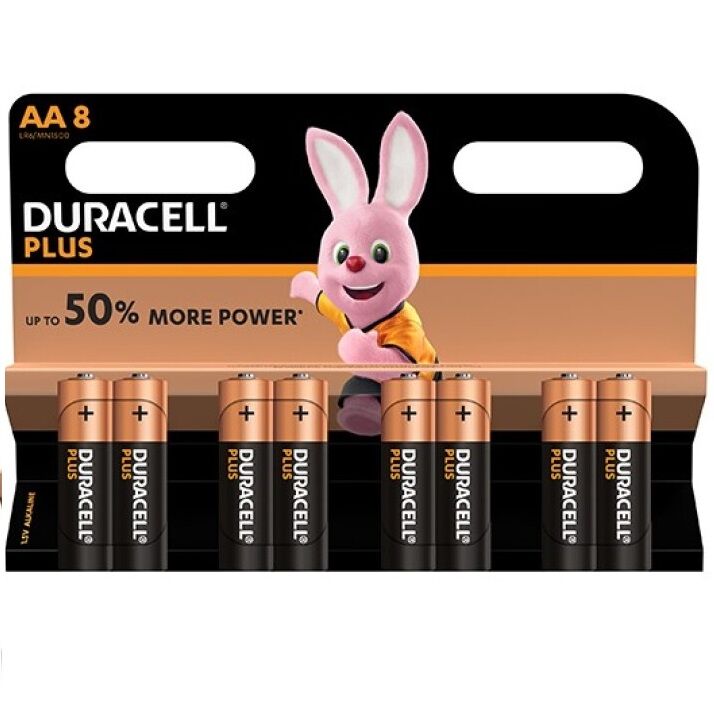 DURACELL - PLUS POWER BATTERY AA LR6 8 UNITS