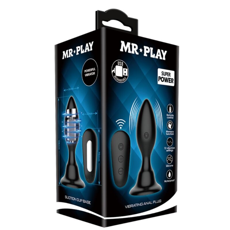 MR PLAY - PLUG ANAL AVEC VIBRATION, TÉLÉCOMMANDE NOIRE