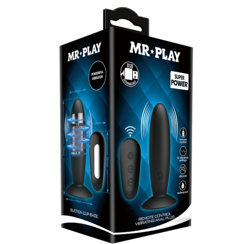 MR PLAY - PLUG ANAL AVEC VIBRATION, TÉLÉCOMMANDE NOIRE
