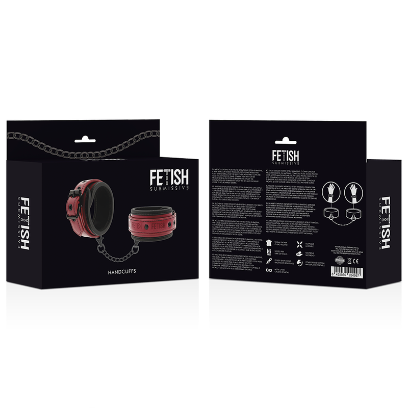 FETISH SUBMISSIVE DARK ROOM - MENOTTES EN CUIR VEGAN AVEC DOUBLURE EN NÉOPRÈNE