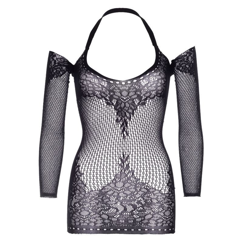 LEG AVENUE - LACE AND MESH MINI DRESS, ONE SIZE