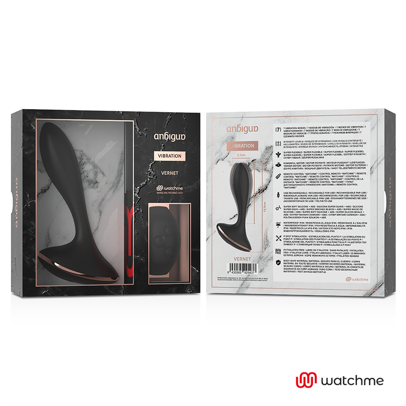 ANBIGUO - WATCHME VIBRATOR MET AFSTANDSBEDIENING ANAAL PLUG VERNET