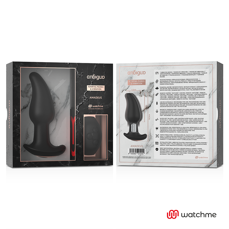 ANBIGUO - WATCHME AFSTANDSBEDIENING VIBRATOR MET DRAAIENDE KRALEN ANAAL AMADEUS