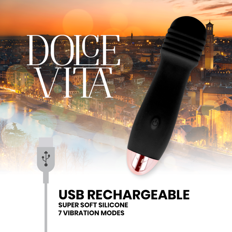 DOLCE VITA - VIBRATEUR RECHARGEABLE TROIS NOIRS 7 VITESSES