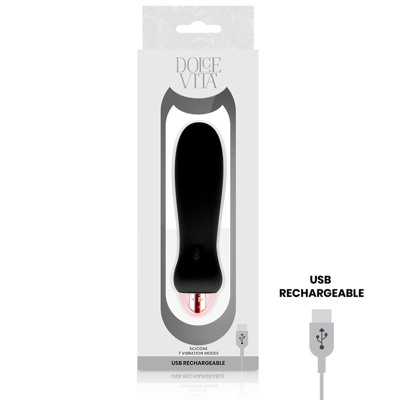 DOLCE VITA - VIBRATEUR RECHARGEABLE FIVE BLACK 7 VITESSES