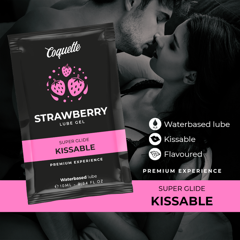 COQUETTE CHIC DESIRE - KISSABLE STRAWBERRY WATERGEBASEERD GLIJMIDDEL IN ZAKJE 10 ML