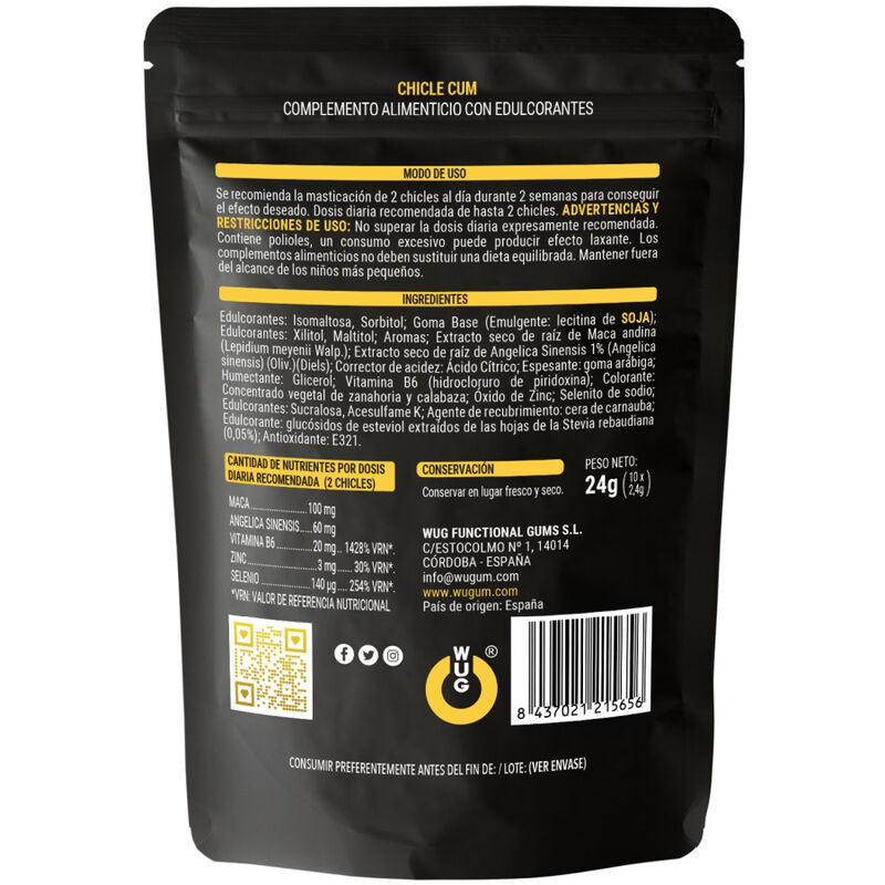 WUG SEX SENSE - CUM EJACULATION INCREASE GUM &amp; SEMEN BANANA FLAVOR 10 UNITS