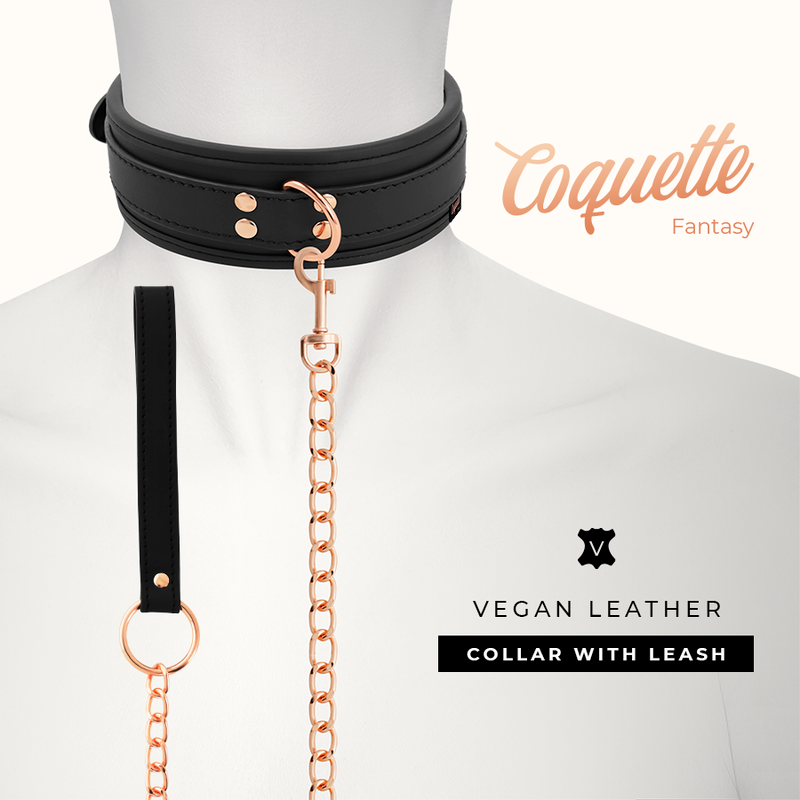 COQUETTE CHIC DESIRE - COLLIER FANTAISIE EN CUIR VEGAN AVEC BRACELET ET DOUBLURE EN NÉOPRÈNE