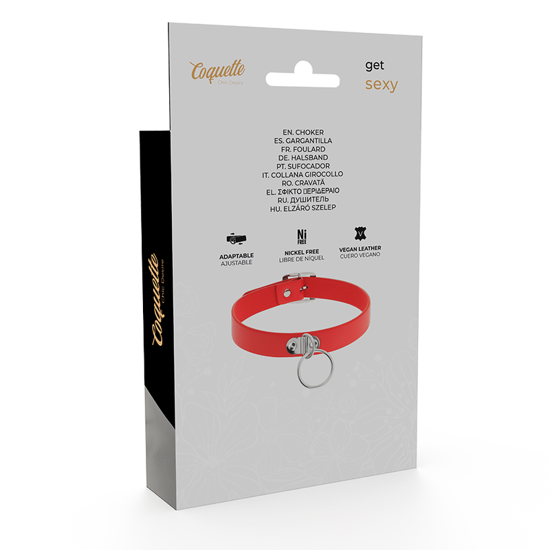 COQUETTE CHIC DESIRE - COLLIER EN CUIR VEGAN ROUGE ACCESSOIRE FÉTICHE POUR FEMME